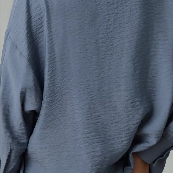 Anthropologie The Dylon Long-Sleeve Wide-Placket Top, Hi-low, Blue-grey, Sz XL - Picture 12 of 13